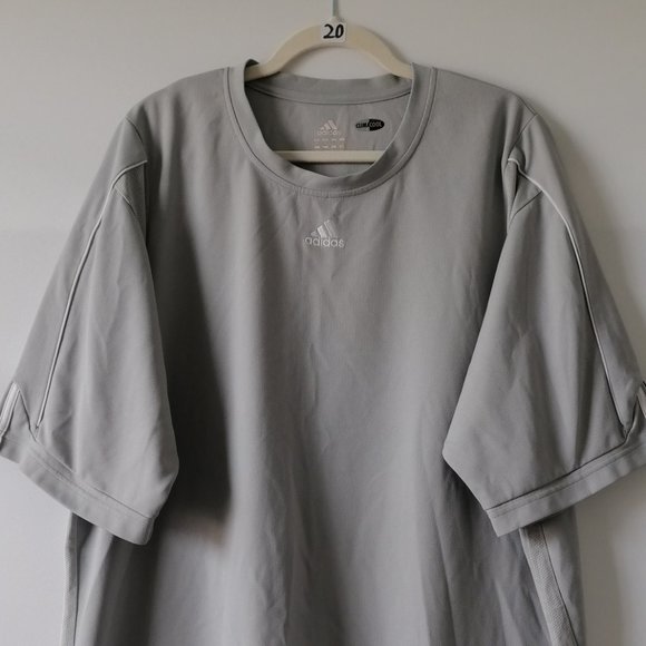 Adidas Clima Cool Mens Gray Short Sleeve Crew Neck T Shirt Size 2XL - Picture 2 of 6